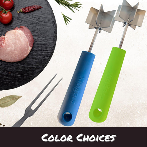 Xidgets lagoon blue masher shown as dishwasher safe for easy cleaning