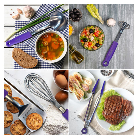 Xidgets mini tongs for precise flipping and serving.