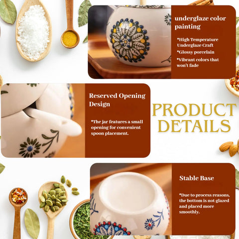 XIEFFICH ceramic spice jar designed for countertop use with durable glaze