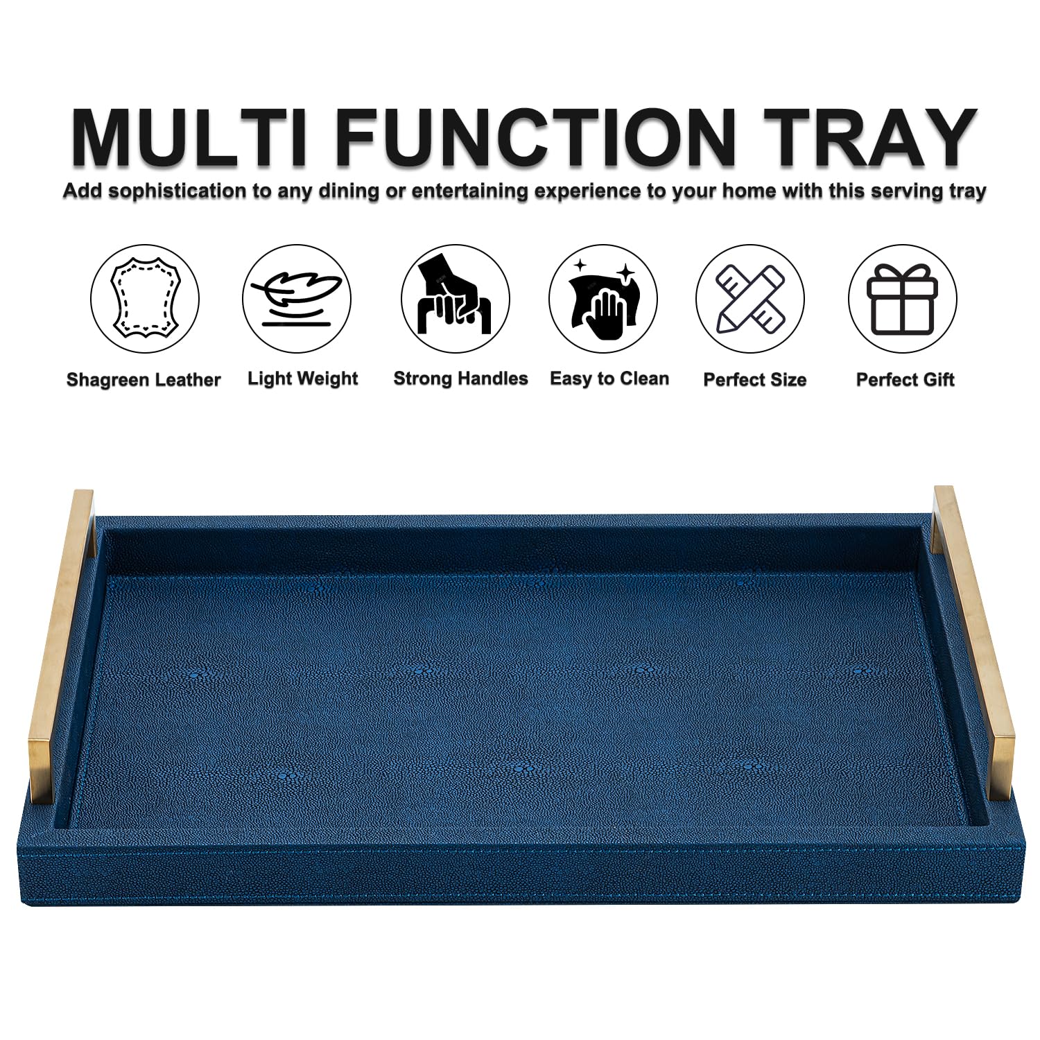 XIGEXIGE tray with brushed gold handles for secure, stylish serving