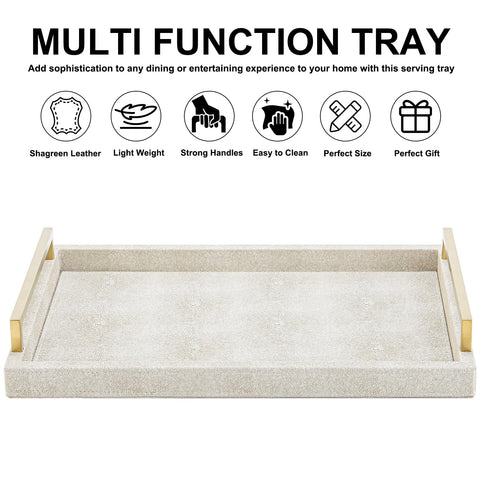 XIGEXIGE ivory shagreen tray brushed gold accents enhance elegance