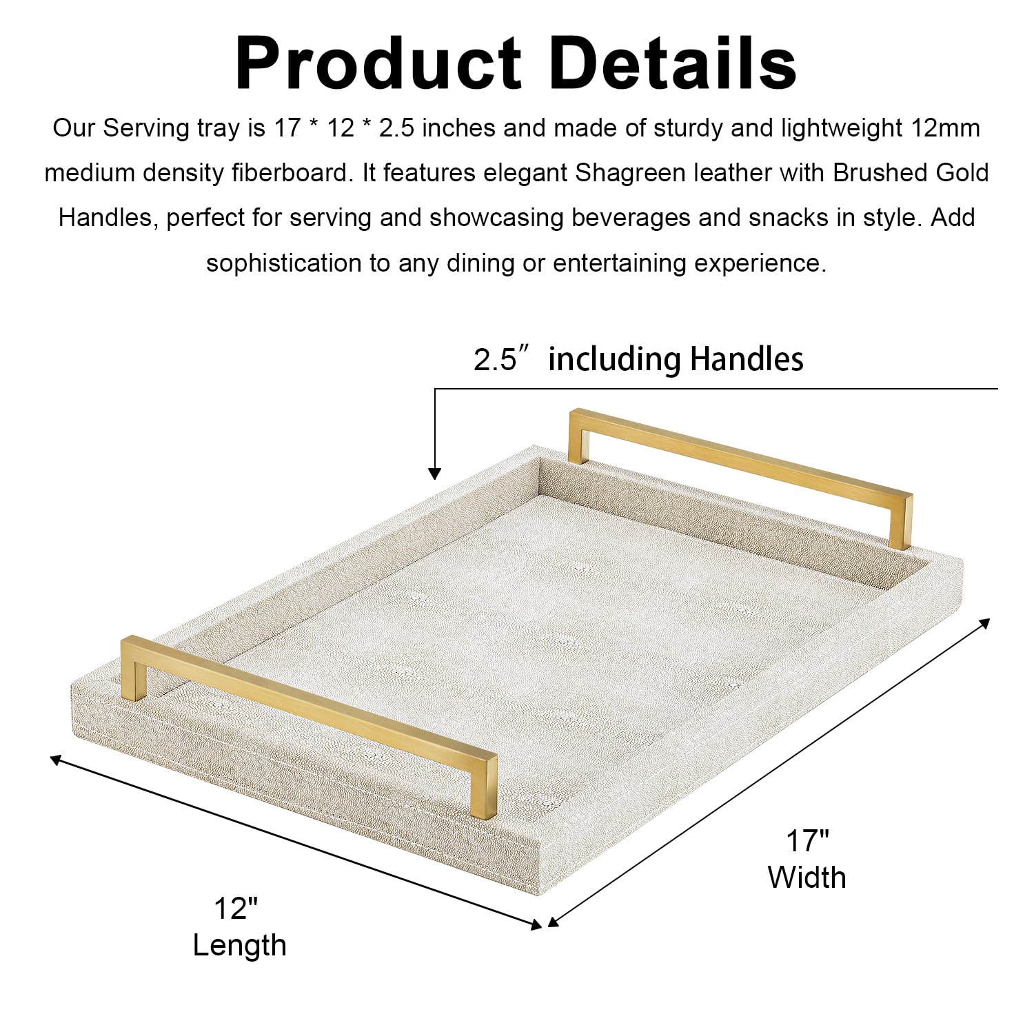 XIGEXIGE ivory shagreen tray on ottoman for drinks and snacks