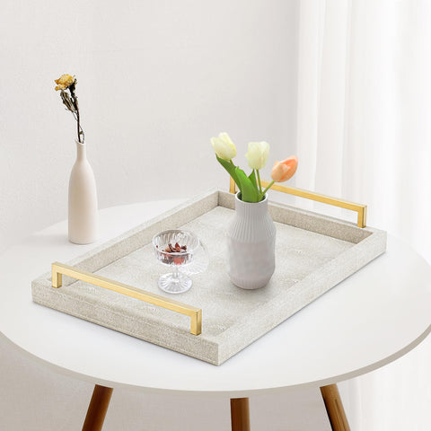 XIGEXIGE ivory shagreen tray texture close-up shows leather and finish