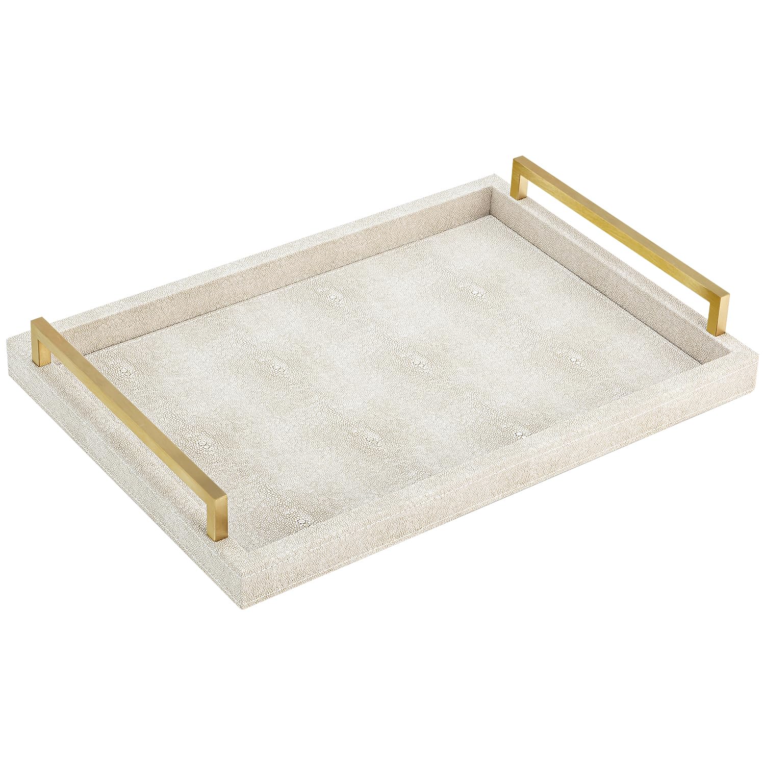 XIGEXIGE ivory shagreen tray side with handles for easy transport