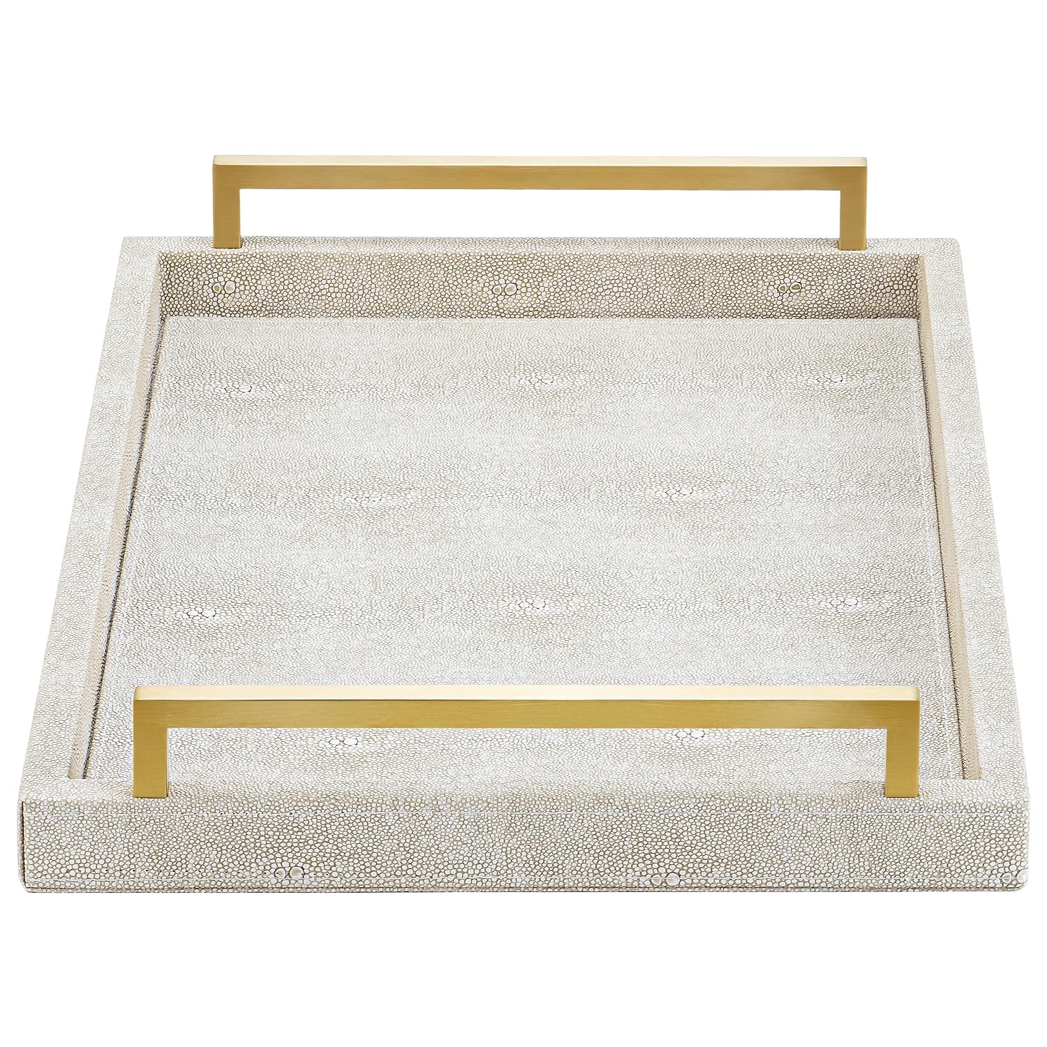 XIGEXIGE ivory shagreen tray top view for decor or serving