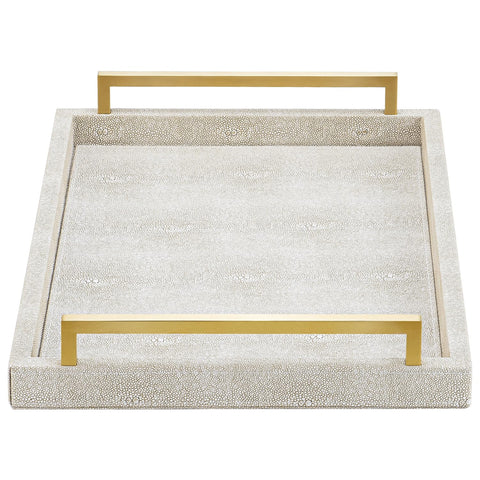 XIGEXIGE ivory shagreen tray top view for decor or serving