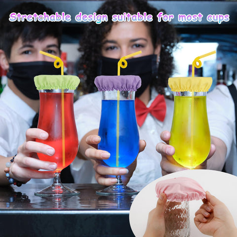 XIHIRCD drink cover scrunchie elastic edge provides a secure seal on cups.