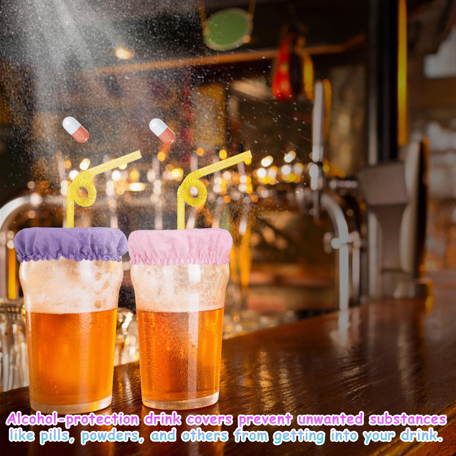 XIHIRCD drink cover scrunchie reusable polyester material is durable and washable.