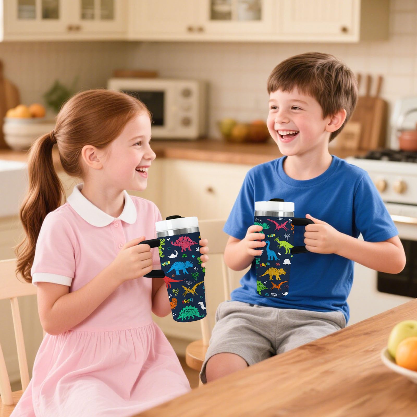 xiiai dinosaur tumbler with kid friendly handle for easy sipping