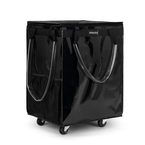 Xiktslin large black rolling tote with five wheels for smooth airport transport.