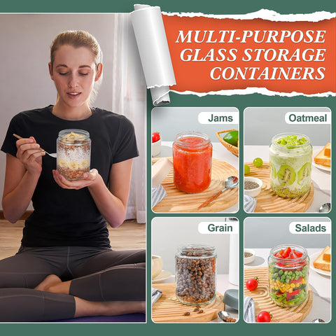 Xileanalee mason jar with lids 16 oz for secure meal prep