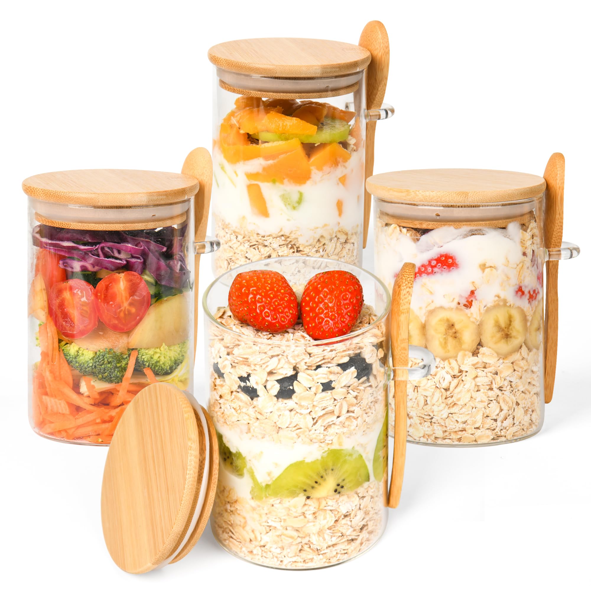Xileanalee overnight oats jar with lid, 18oz, ideal for meal-prep mornings.