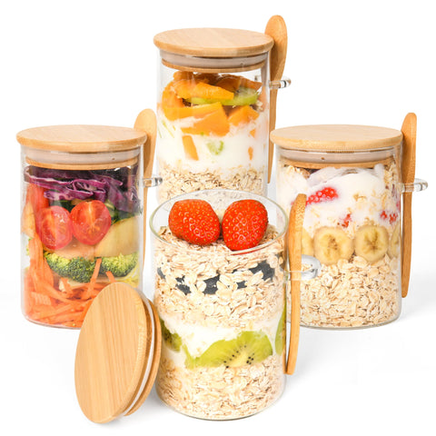 Xileanalee overnight oats jar with lid, 18oz, ideal for meal-prep mornings.