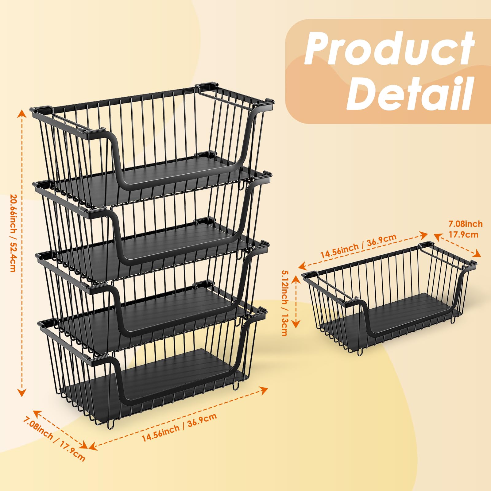 XILIDIA stackable baskets easy access for fruits and vegetables
