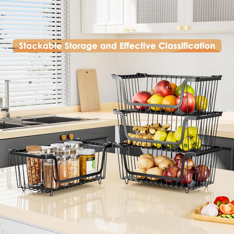 XILIDIA stackable baskets onion storage keeps bulbs ventilated