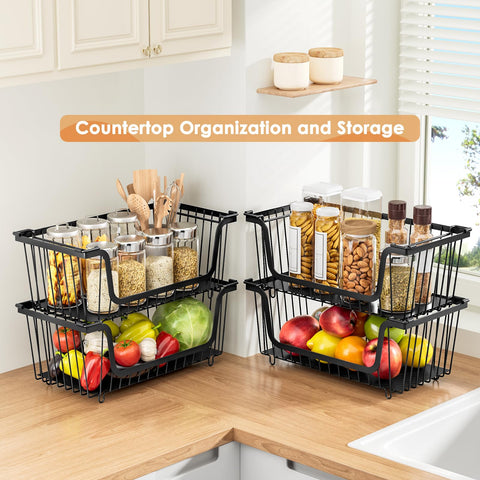 XILIDIA stackable baskets open design provides clear visibility of produce