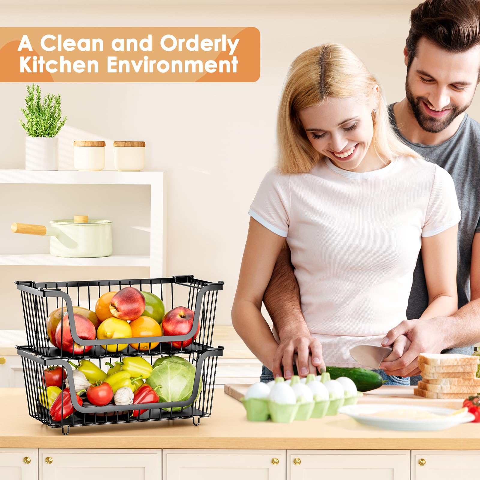 XILIDIA stackable baskets rotating handle for stacking and carrying