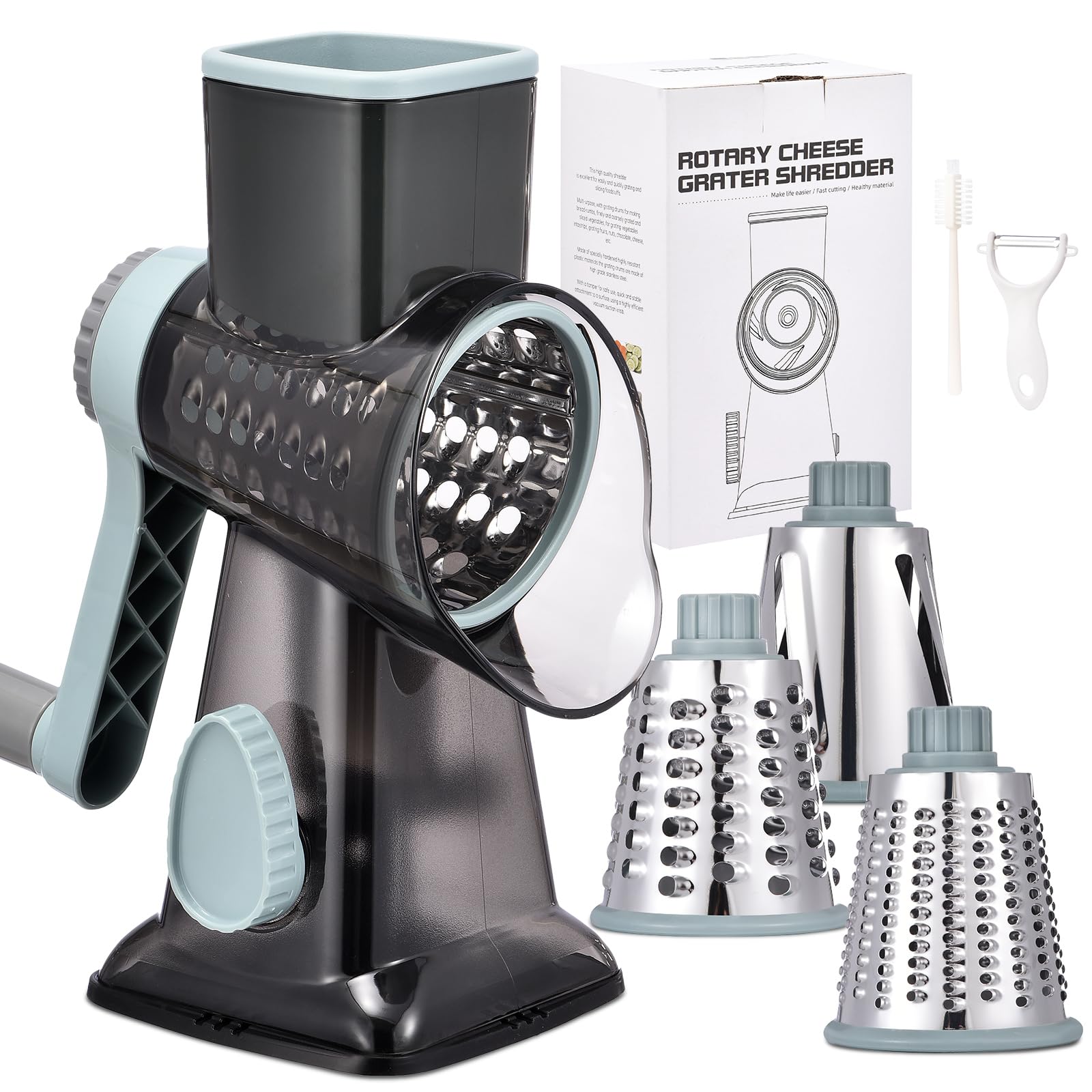 Xilrvna rotary cheese grater handle for secure hand crank and safe shredding