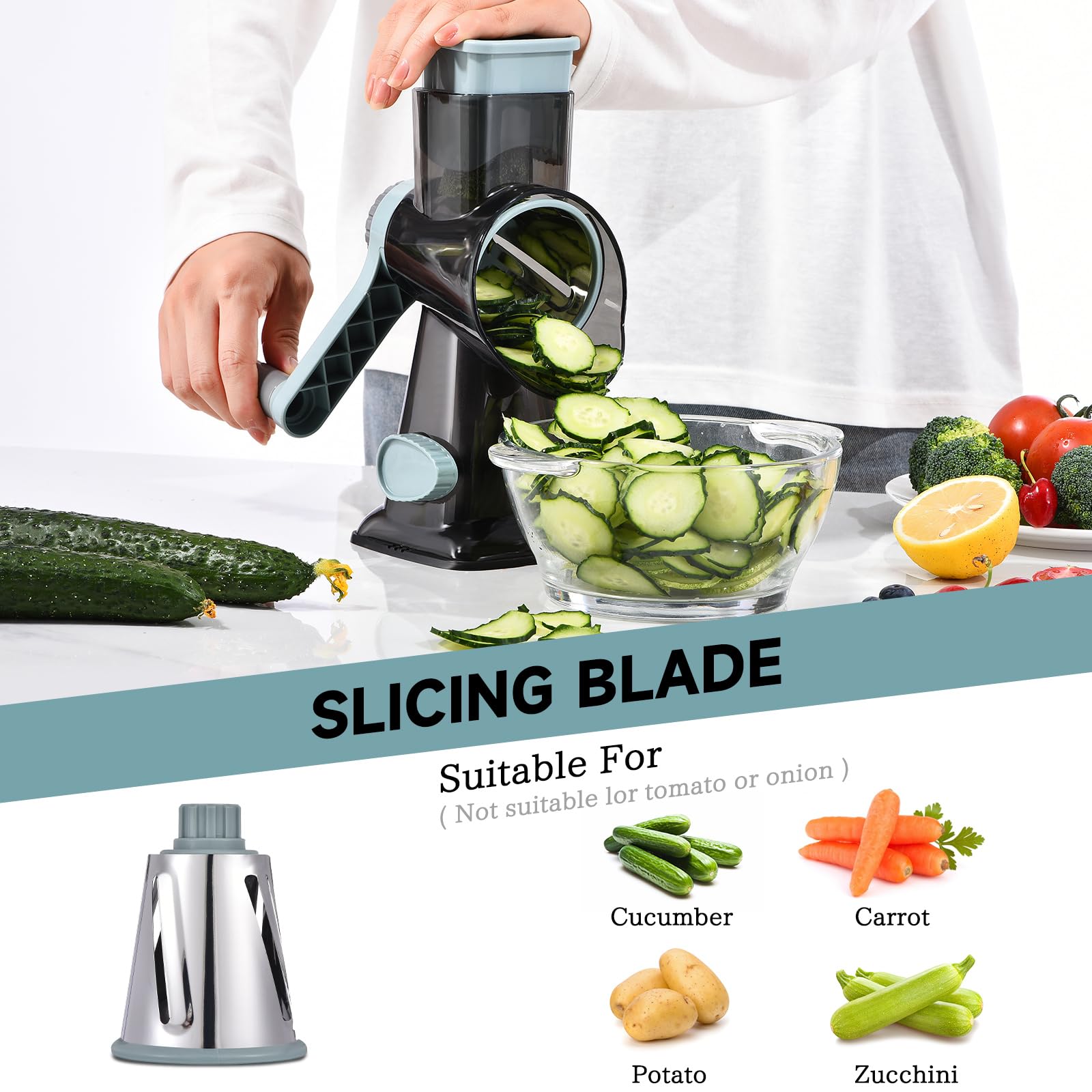 Xilrvna suction feet keep the grater stable during shredding and slicing