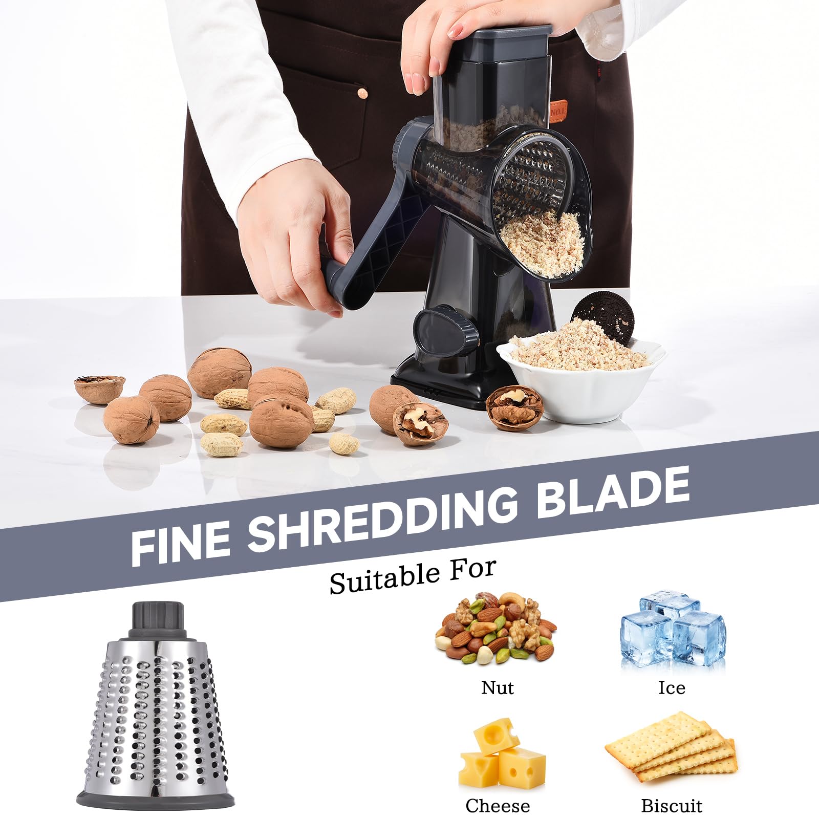 Xilrvna rotary grater detachable parts simplify storage after use.