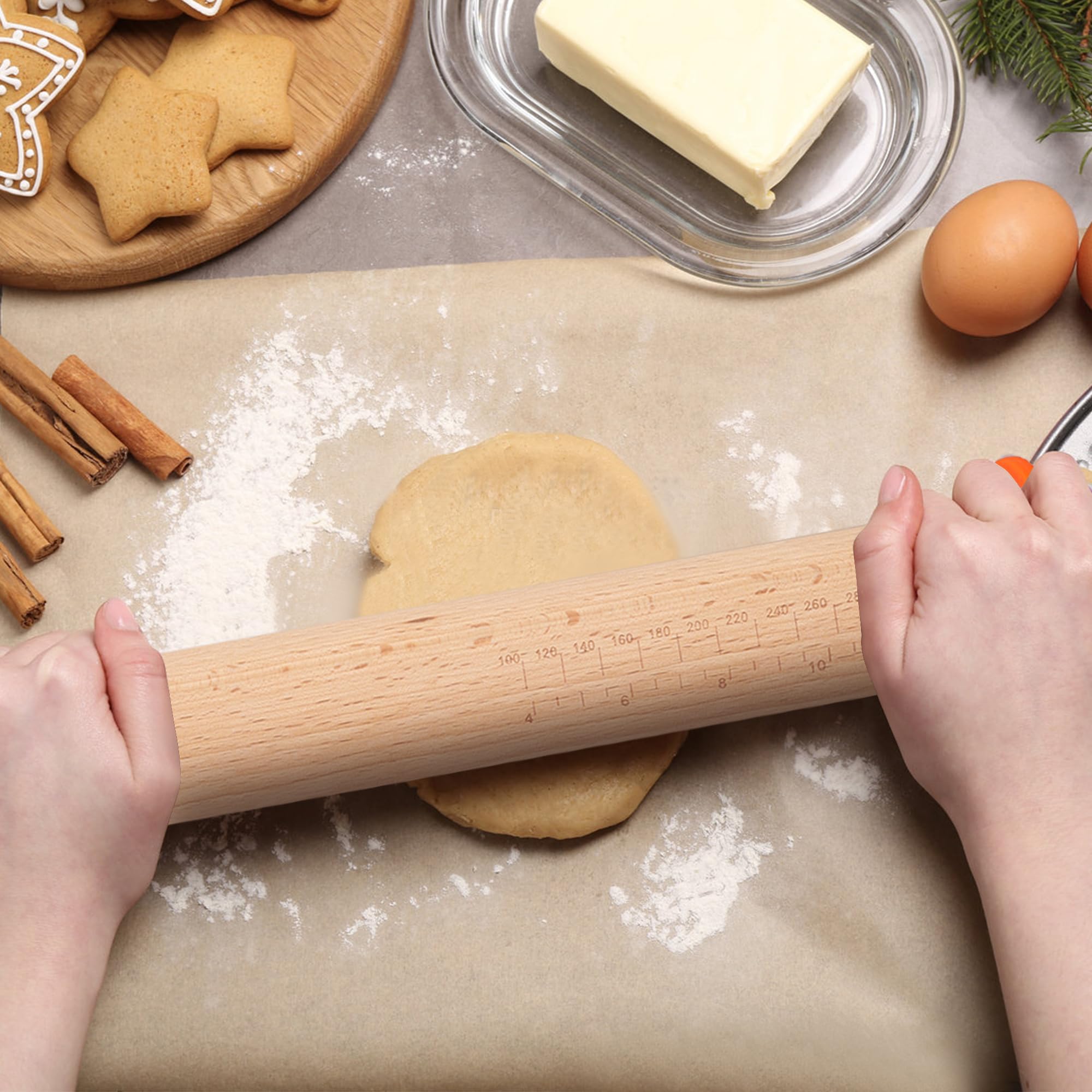 XINBADA rolling pin helps create even cookie dough for decorating