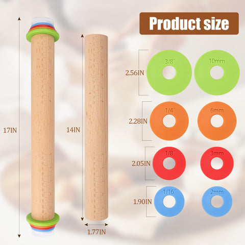XINBADA wooden rolling pin with smooth surface reduces dough sticking