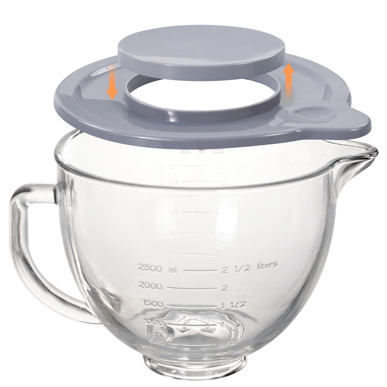 XINBOOGQ 5QT glass bowl with lid for KitchenAid, helps prevent spills during prep.