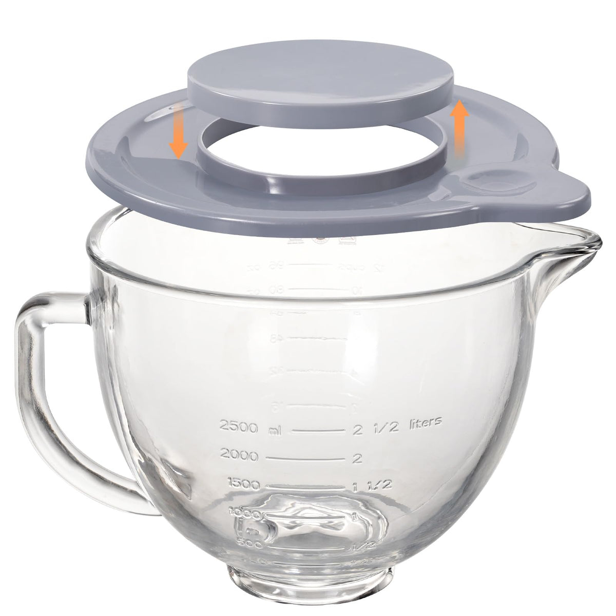 XINBOOGQ 5QT glass bowl with lid for KitchenAid, helps prevent spills during prep.