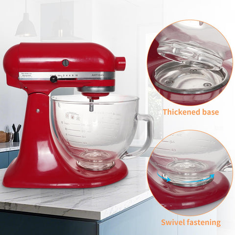 XINBOOGQ glass bowl with sturdy handles and pour spout for controlled pouring.