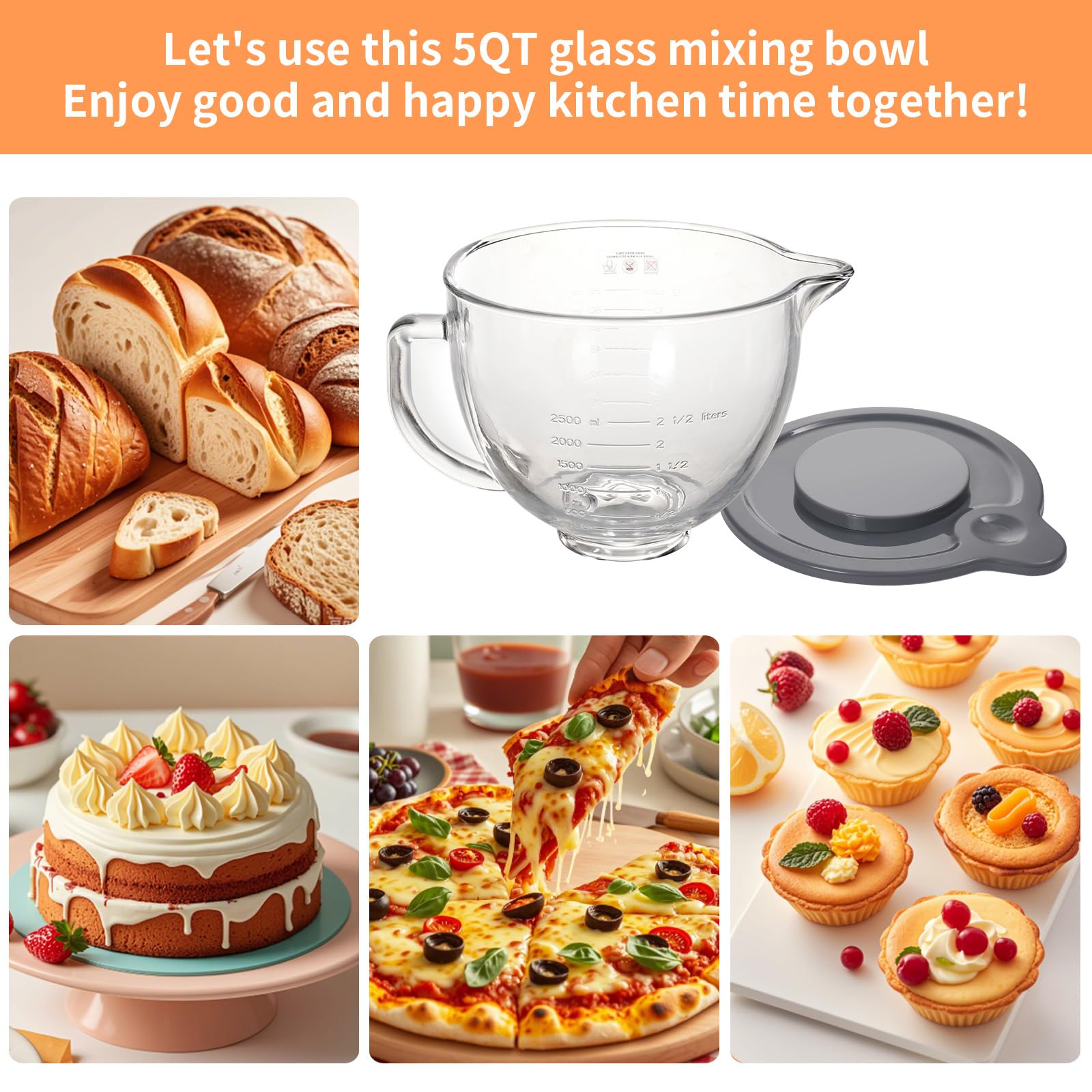 XINBOOGQ lid-equipped glass bowl designed for spill prevention and convenient storage.