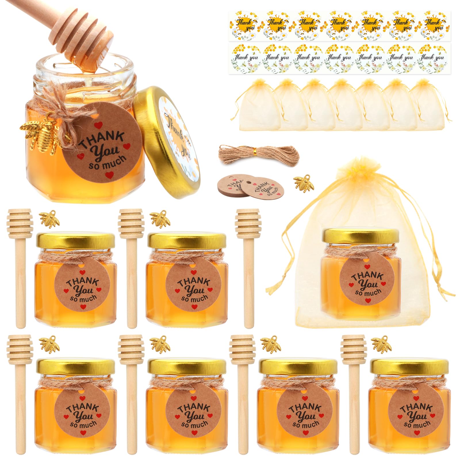 XING-RUIYANG mini honey jar with hexagonal clear glass, ideal for party favors.