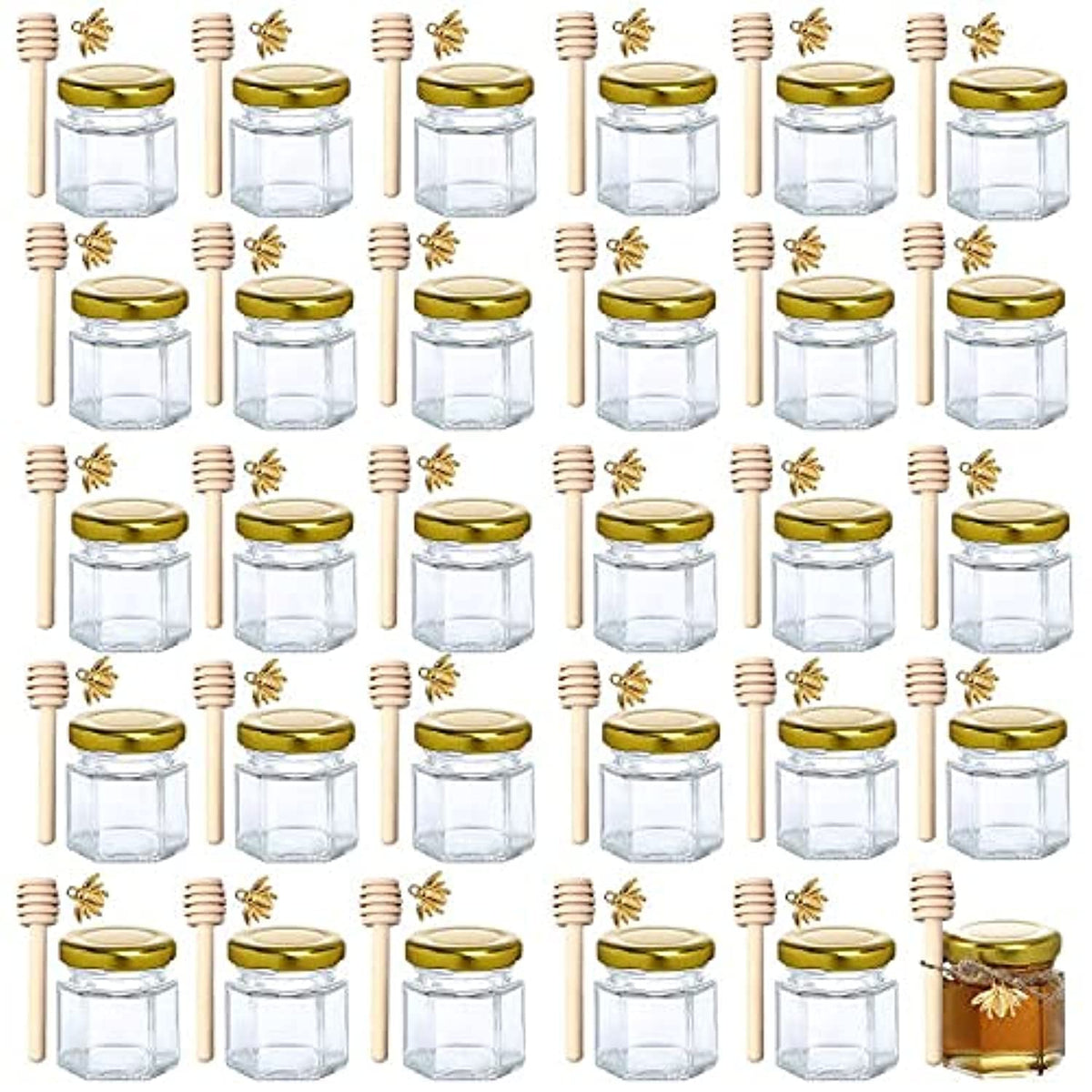 XING-RUIYANG hexagon mini honey jar with lid for gifting and display