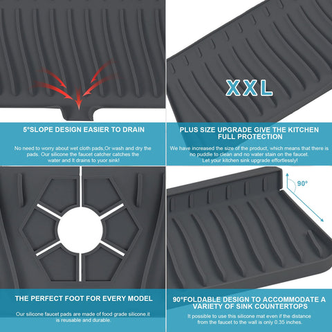Xingruyu large silicone sink mat soft surface for drying dishes and tools