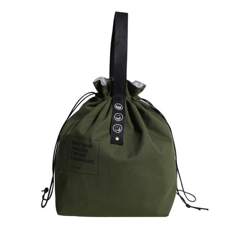 XINSHUN canvas lunch bag with drawstring closure for quick access during busy workdays.