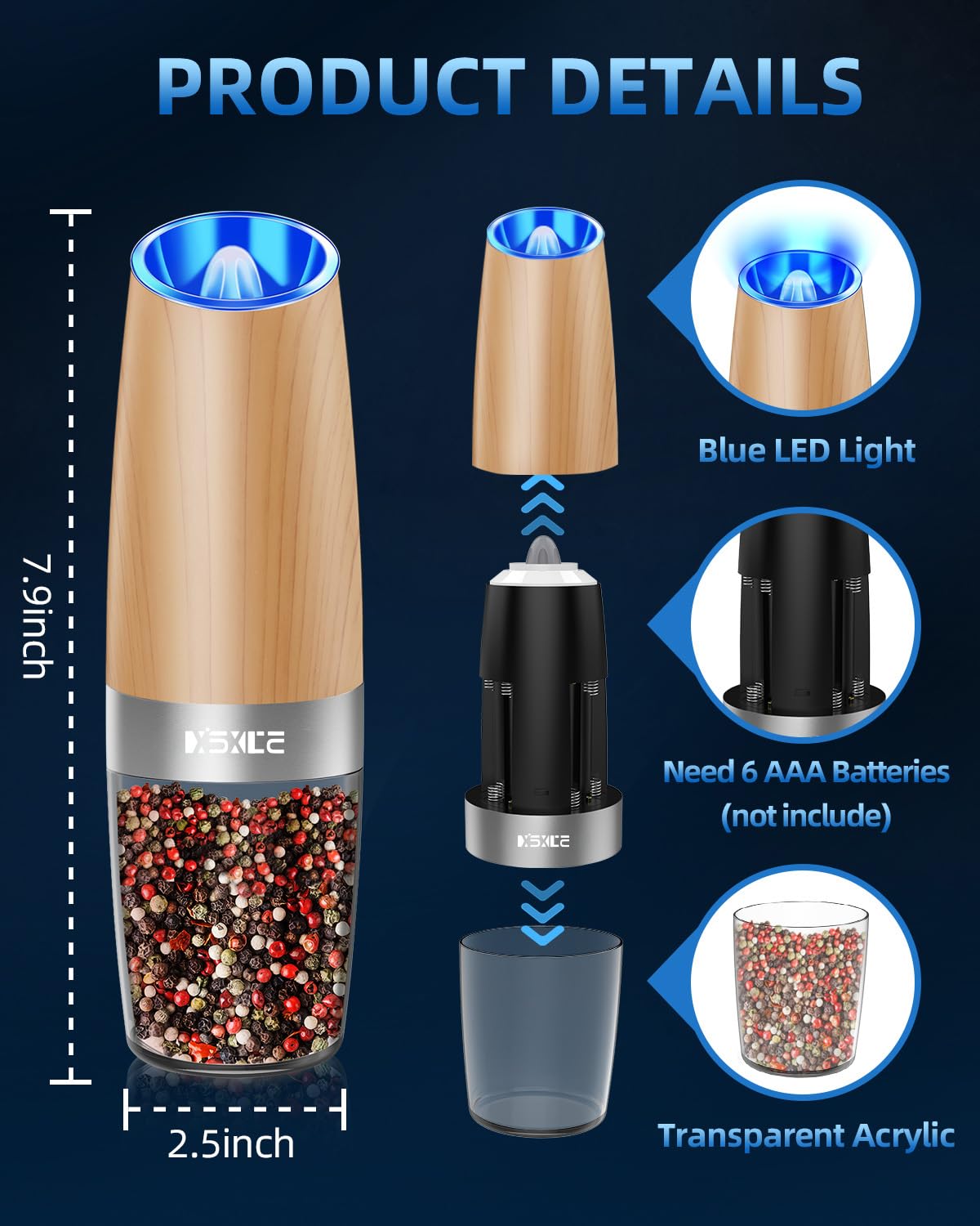 XinXu battery-powered design ideal for kitchen and outdoor use.