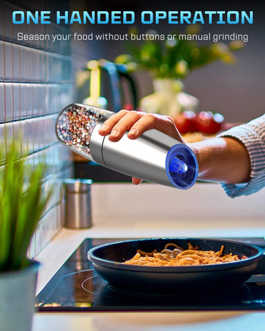 XinXu grinder with blue LED light for precise visibility during seasoning