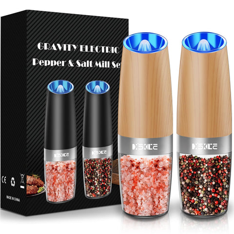 XinXu electric pepper grinder with LED light for precise seasoning.