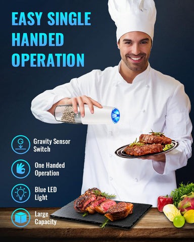 XinXu Gravity Electric Grinder transparent chamber shows spices clearly during cooking.