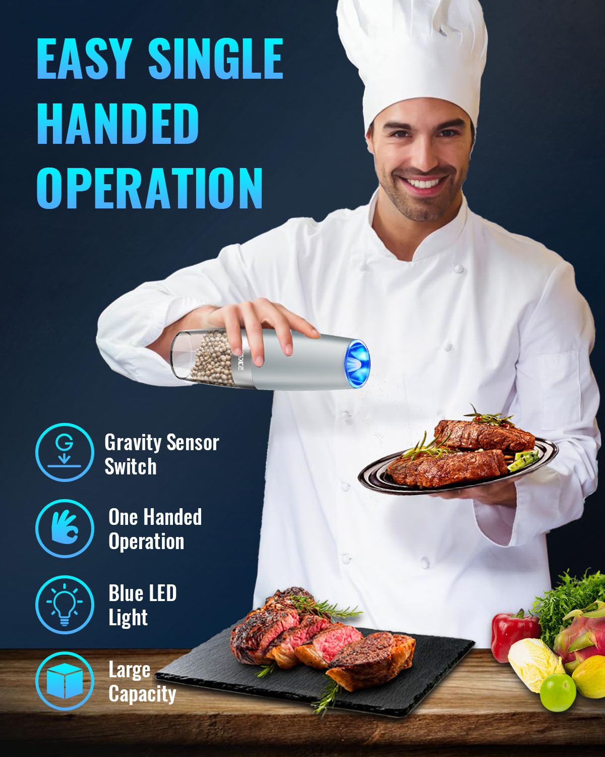 XinXu adjustable coarseness to tailor salt and pepper texture.