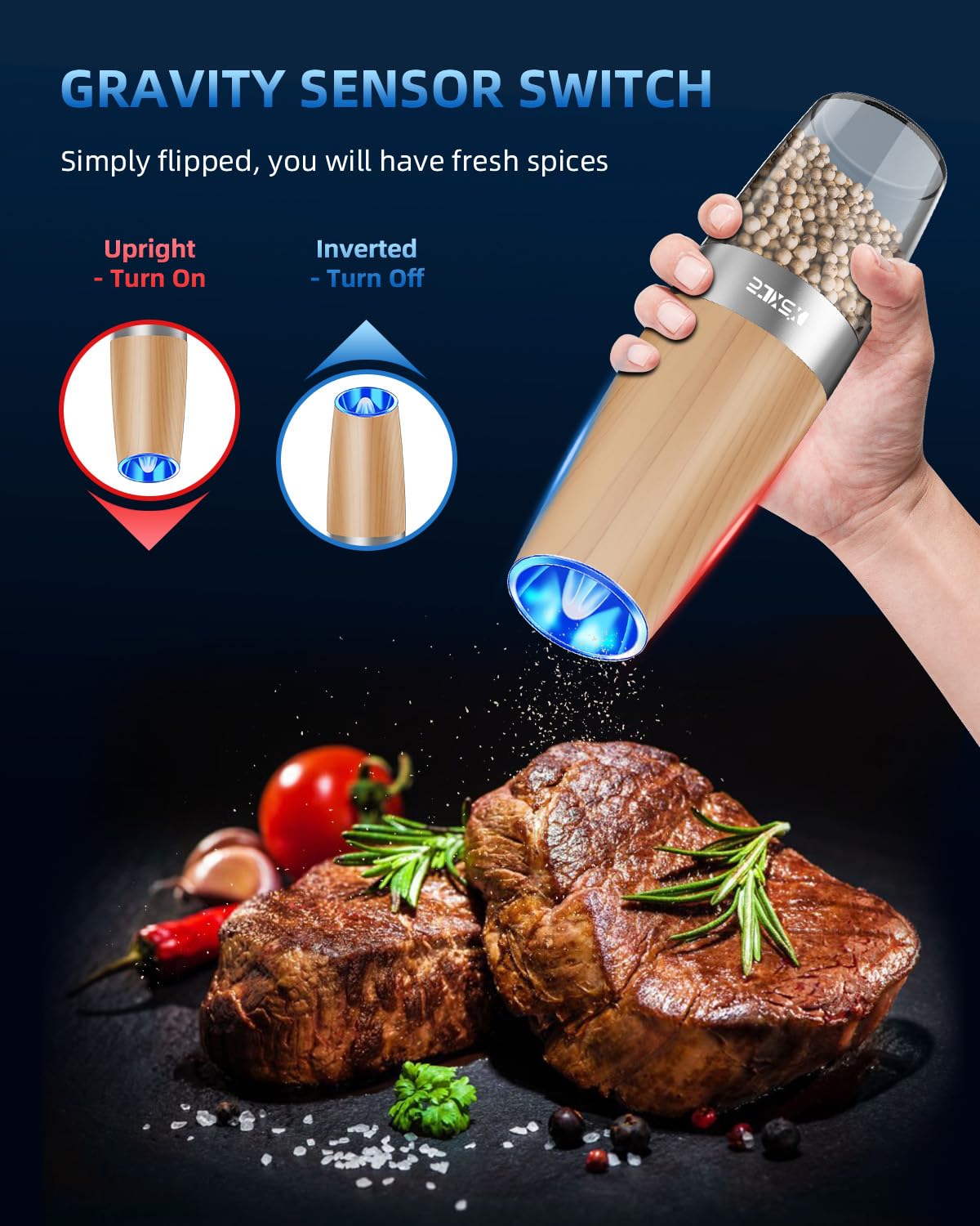 XinXu grinder head showing adjustable coarseness control.