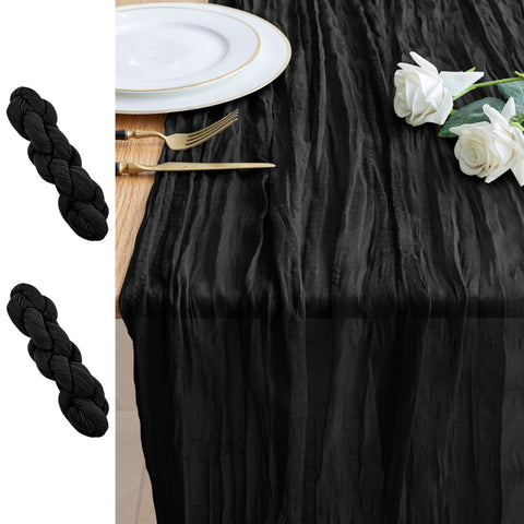 Xiomot 2PCS table runner cheesecloth black drapes elegantly for weddings