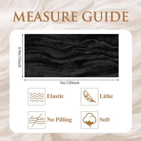 Xiomot black cheesecloth runner enhances boho wedding decor