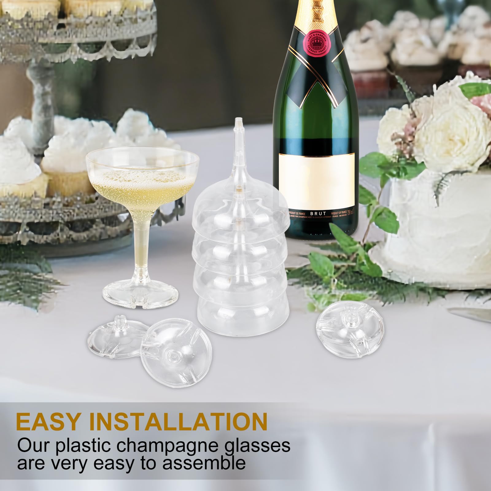 XIRUOXINKEMAO champagne tower assembly glasses with easy rotate-to-assemble design.