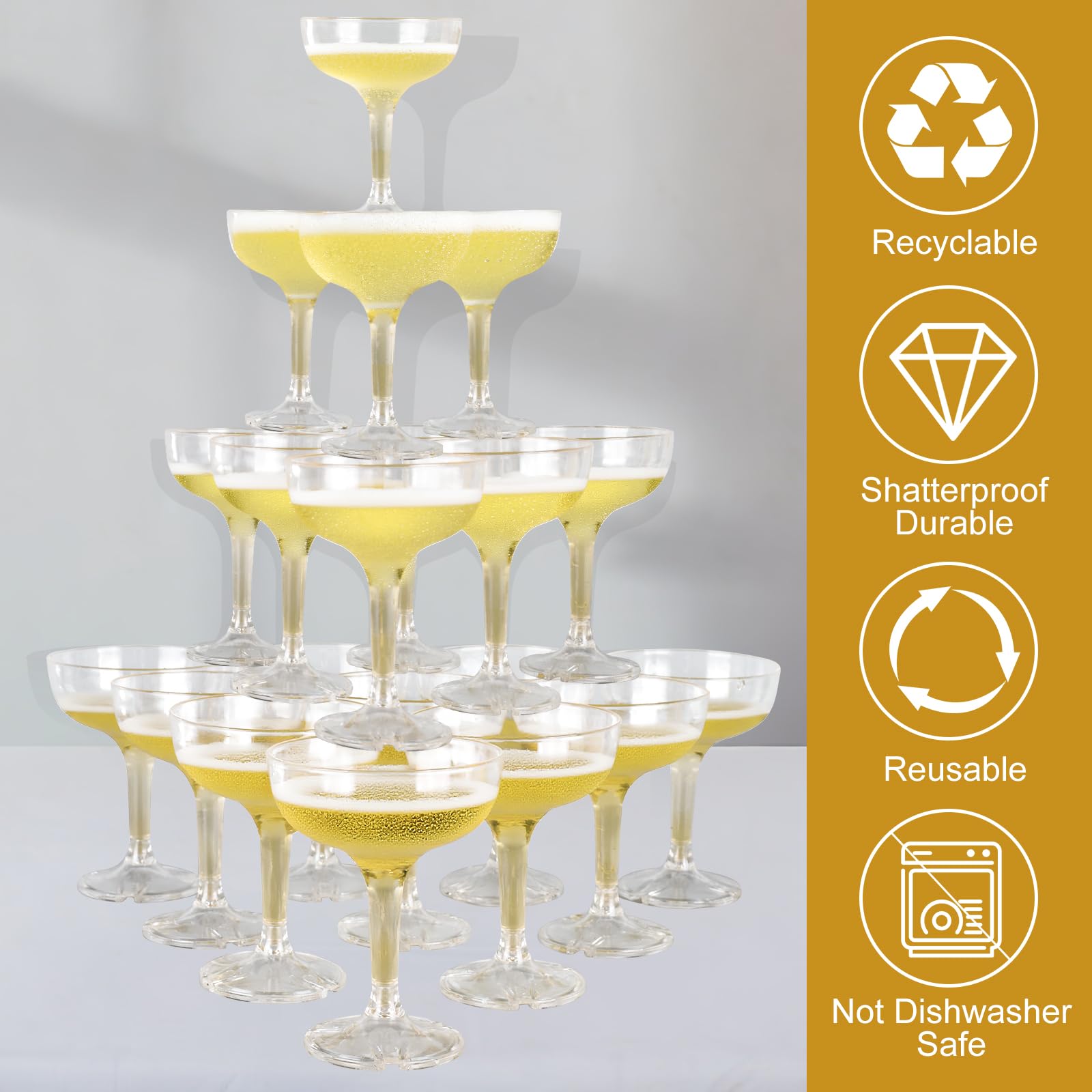 XIRUOXINKEMAO disposable champagne glasses enable quick cleanup after events.