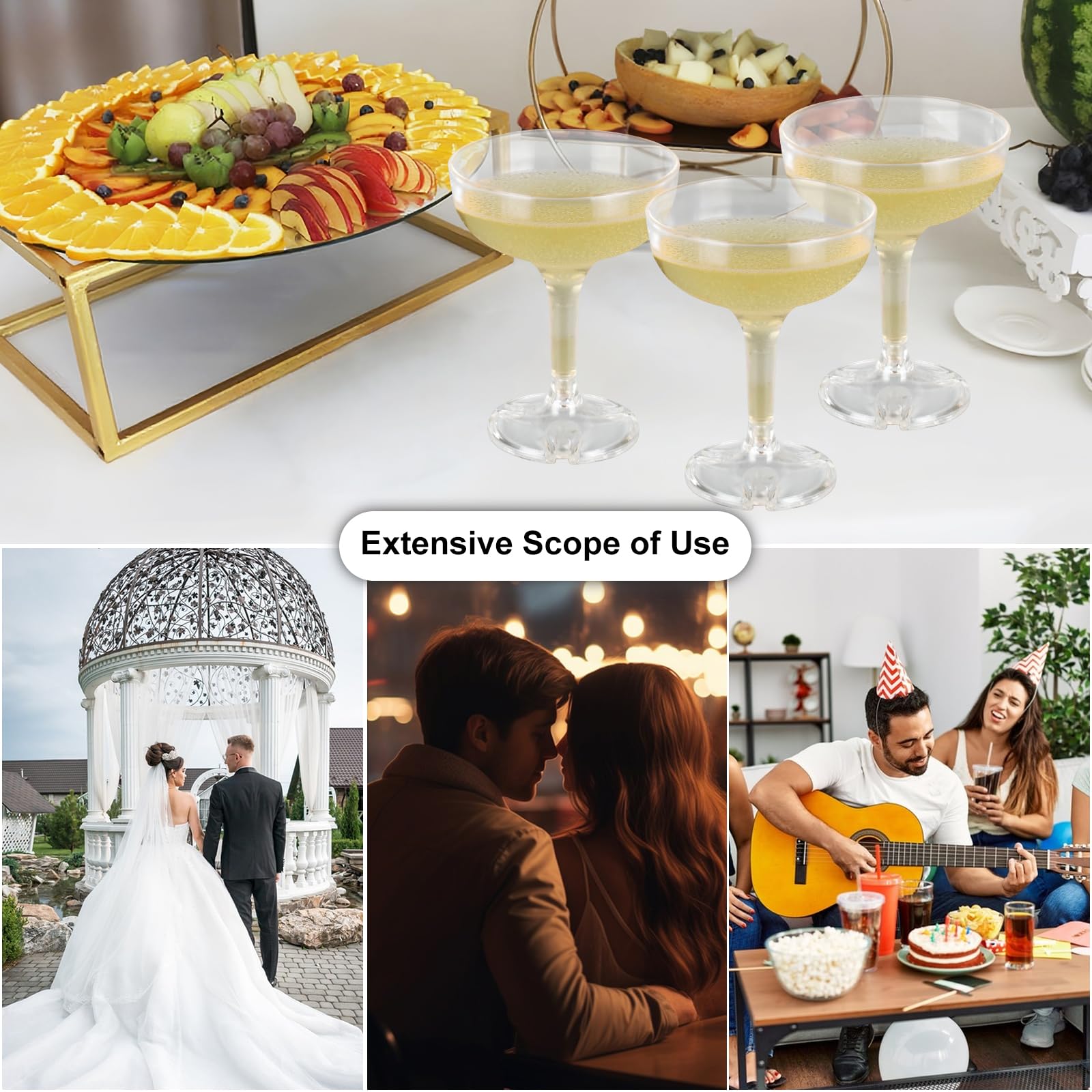 XIRUOXINKEMAO lightweight champagne glasses speed up setup and reduce breakage.