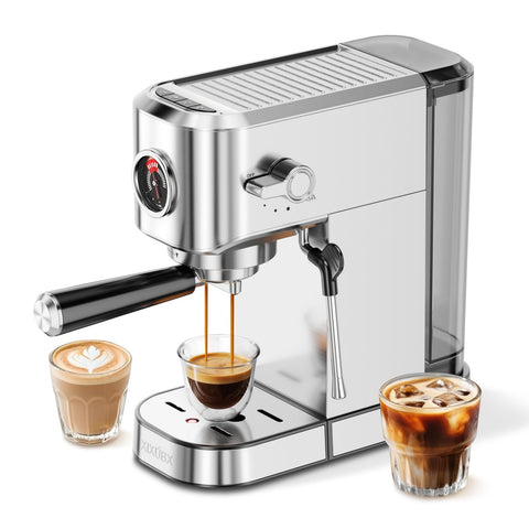 XIXUBX 20Bar espresso machine front view, compact kitchen integration