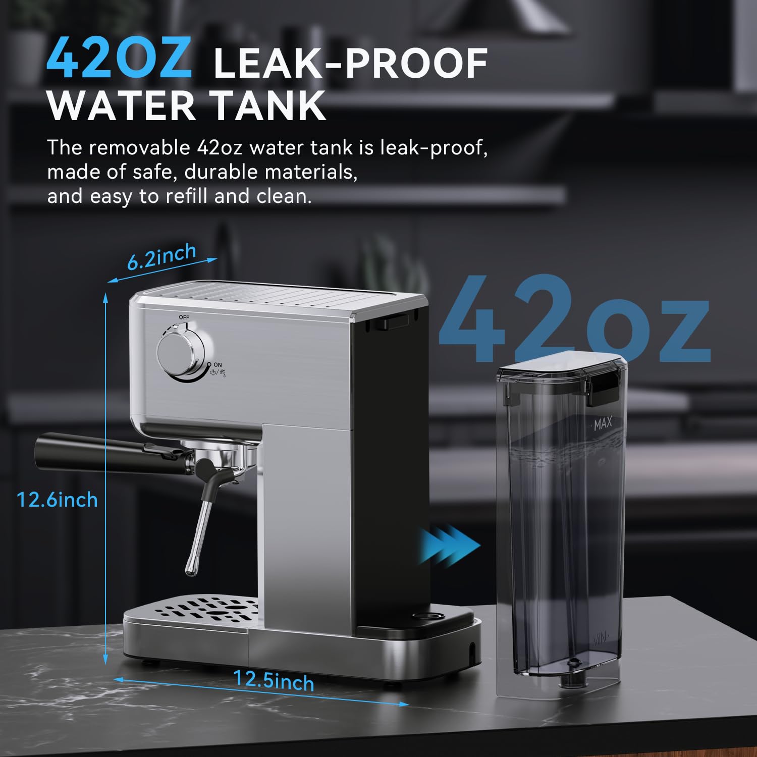 XIXUBX 42 oz removable water tank supports multiple cups.