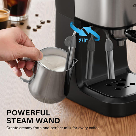 XIXUBX 800W power and 6-bar pressure enable quick brew