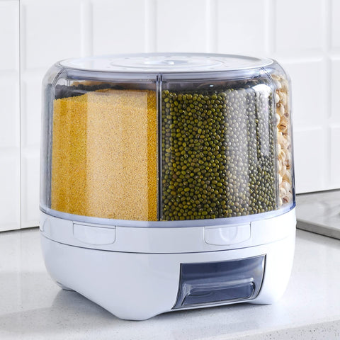 XIYAO 360° rotation grain dispenser highlights effortless access for dry goods.