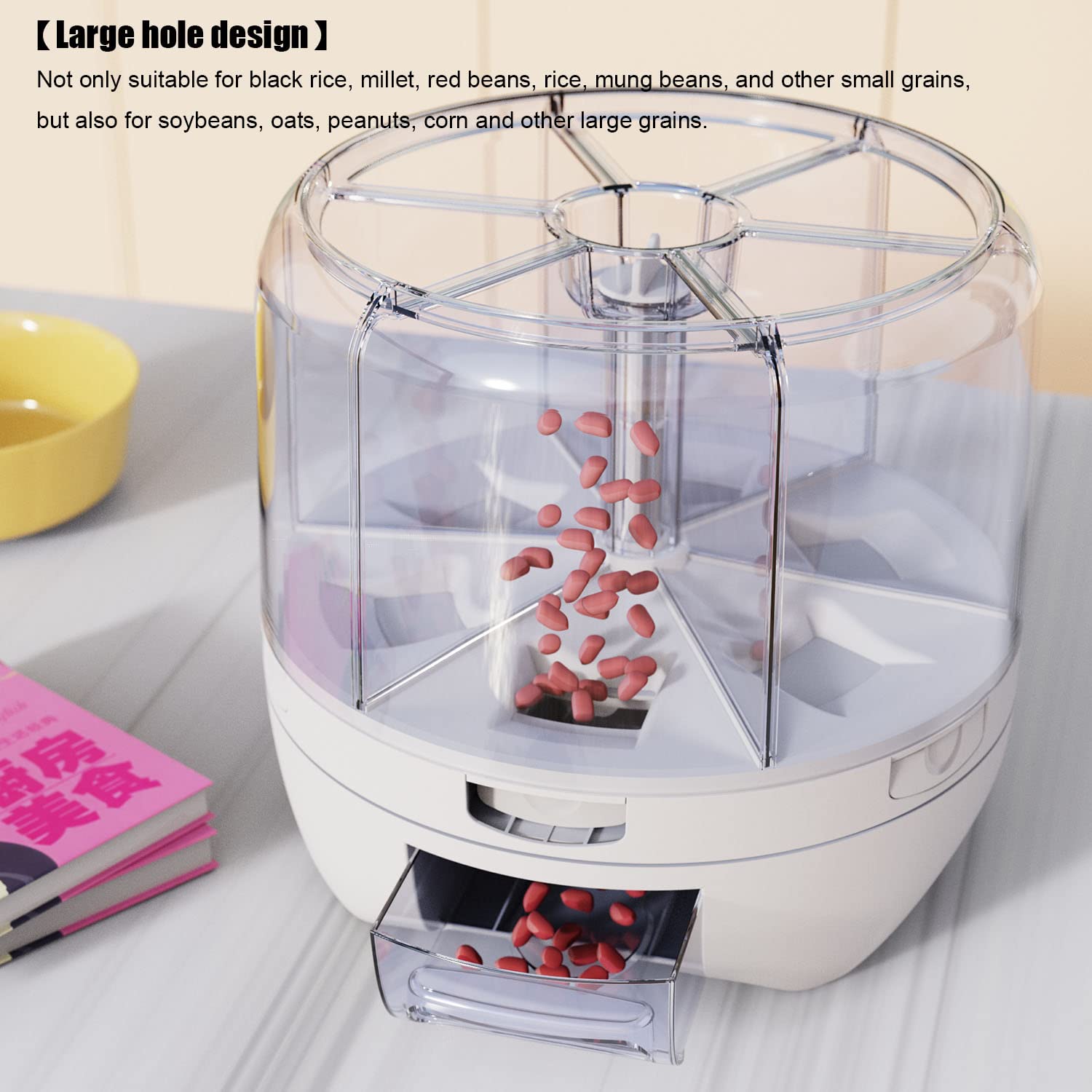 XIYAO rotate-for-access design enables selecting grains without removing the lid.